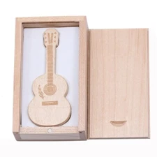 Guitar Shaped USB 2.0 Pendrive Wooden Flash Drive 16GB Memory Stick 2025 NEW