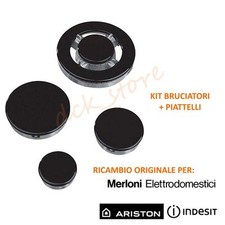 KIT 4 BRUCIATORI+PIATTELLI SPARTIFIAMMA 3 FUOCHI+TRIPLA CORONA CUCINA ARISTON