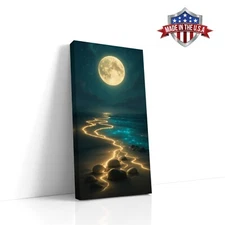 The Moon’s Golden Tether Wall Art, Canvas Print Home Decor, Wall Decor Poster