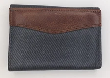 Vintage Day-Timer Wallet Tri-Fold Leather Brown and Charcoal Colored