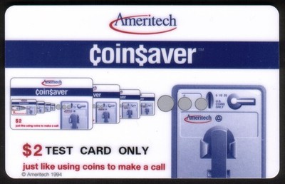 $2. Original Coin$aver 'Test Card Only' Payphone Technician Card Phone Card