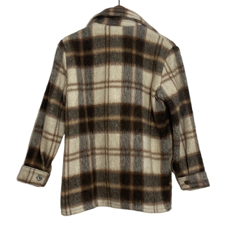 Vintage Bell Shirt Mens Small Medium Brown Tan Cream Wool Lumber Jack Canada - Изображение 2 из 4