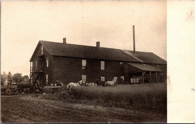 Postcard Real Photo RPPC Horses with Carts Picking up at Factory? Sandusky NY