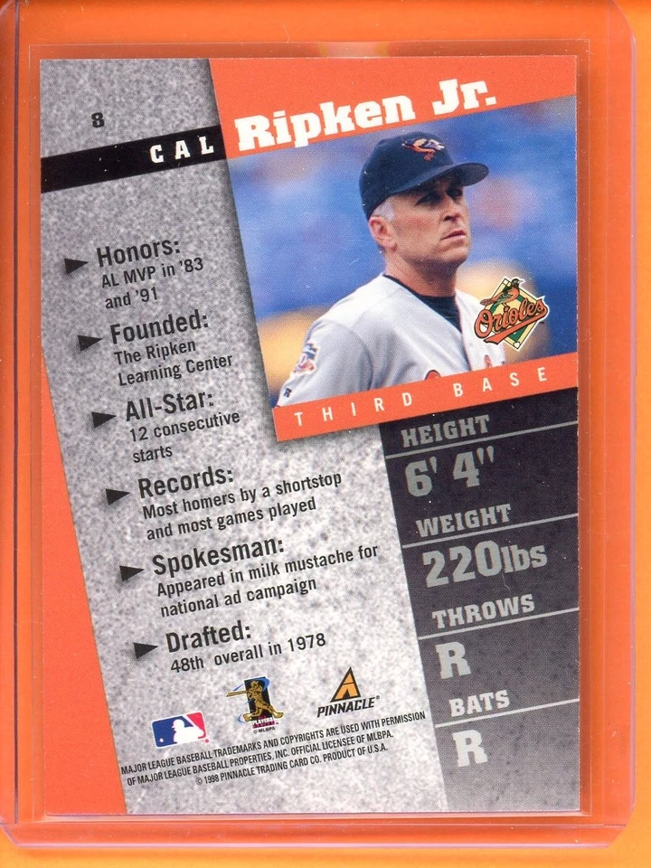 Cal Ripken Jr. Diamond Edition 1998 Pinnacle Inside No8 - Изображение 2 из 2