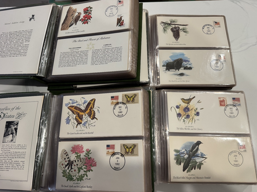 200 50 usps stamps STATES BIRDS FLOWERS SONGBIRDS WILDLIFE 1980's 4 albums - Afbeelding 2 van 24
