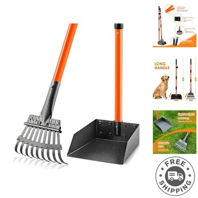 Heavy-Duty Pet Waste Rake and Tray for Medium to Small Dogs - Easy Clean
