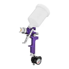 HVLP Gravity Feed Spray Paint Gun w/ Regulator 20oz Purple Auto Furniture Tool 
