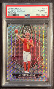 2024 Panini Mosaic Football Jayden Daniels Silver Mosaic Prizm RC #302 PSA 10