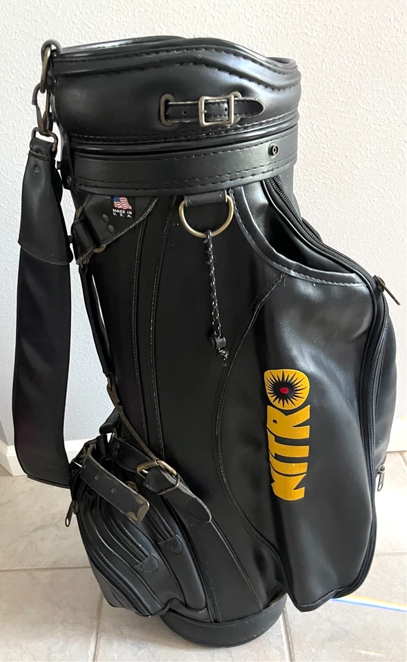 Bolso NITRO Senior Series Pro Golf Tour 6 Vías Cuero Negro Cubierta de Lluvia Don Michael Foto 3 de 4
