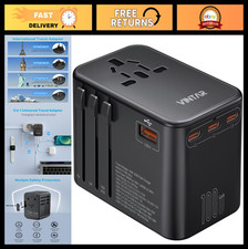 Universal Travel Adapter 100W GaN Power Converter, 3 USB-C PD  2 USB-A Fast Cha