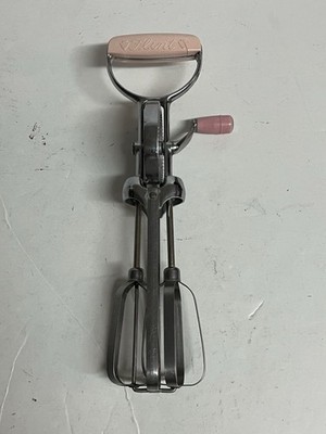 Vintage Flint Ecko Best Hand Mixer Egg Beater Stainless Steel Pink Handle READ