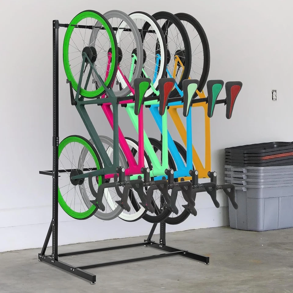 Bicycle Storage Rack 5-Bike Freestanding Stand Garage Basement Organizer - Image 2 of 4