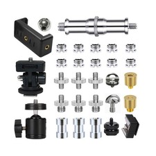30Pack Camera Tripod Screw Mount Kit 1/4 to 3/8 Inch Adapter Silver Black