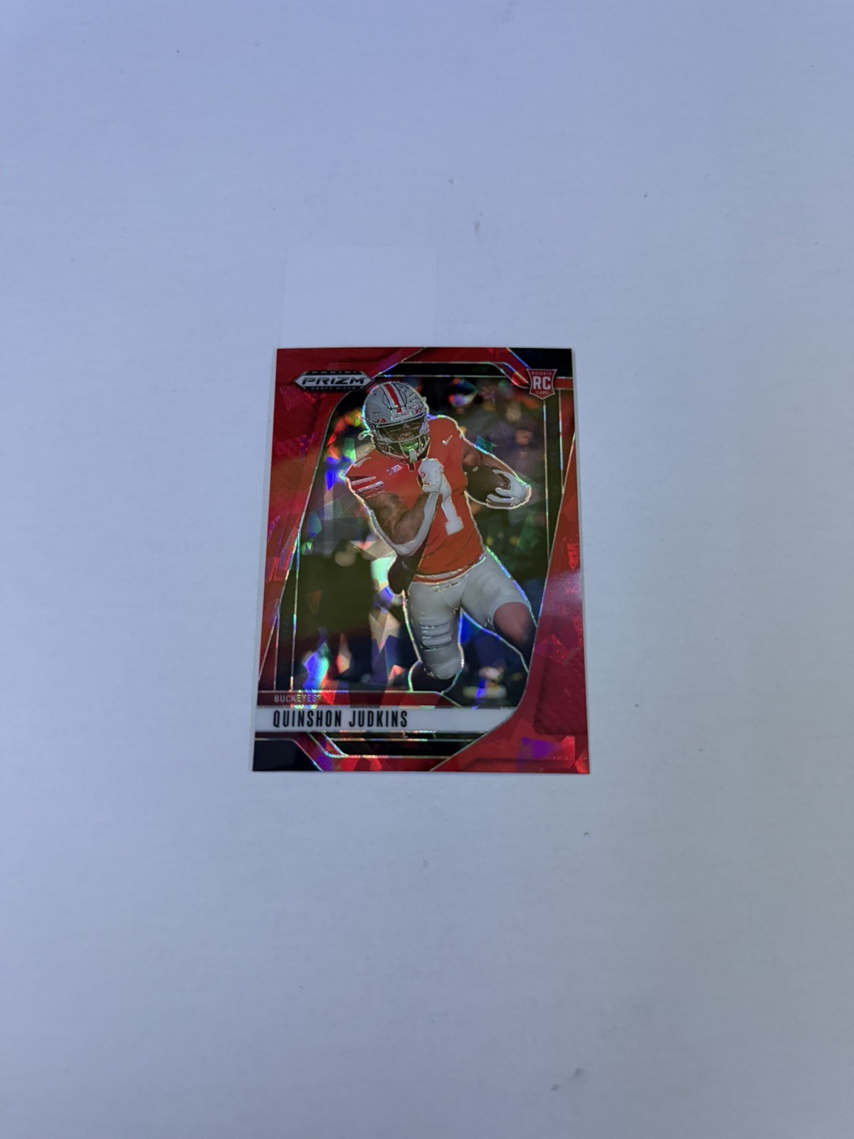 2025 Panini Prizm Draft Picks Quinshon Judkins #84 Red Cracked Ice Rookie