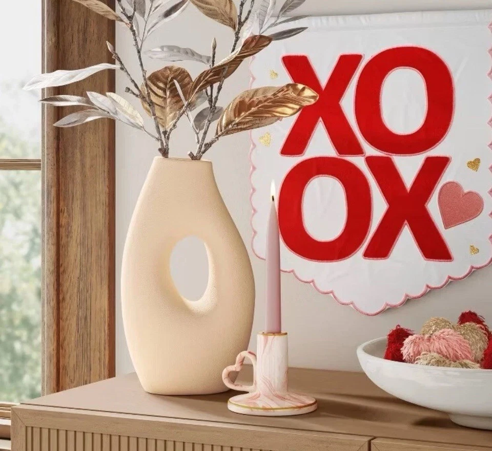 Ceramic Organic Modern Ring Vase Table Top Decor, Water Light Novelty Vase - Image 4 of 4