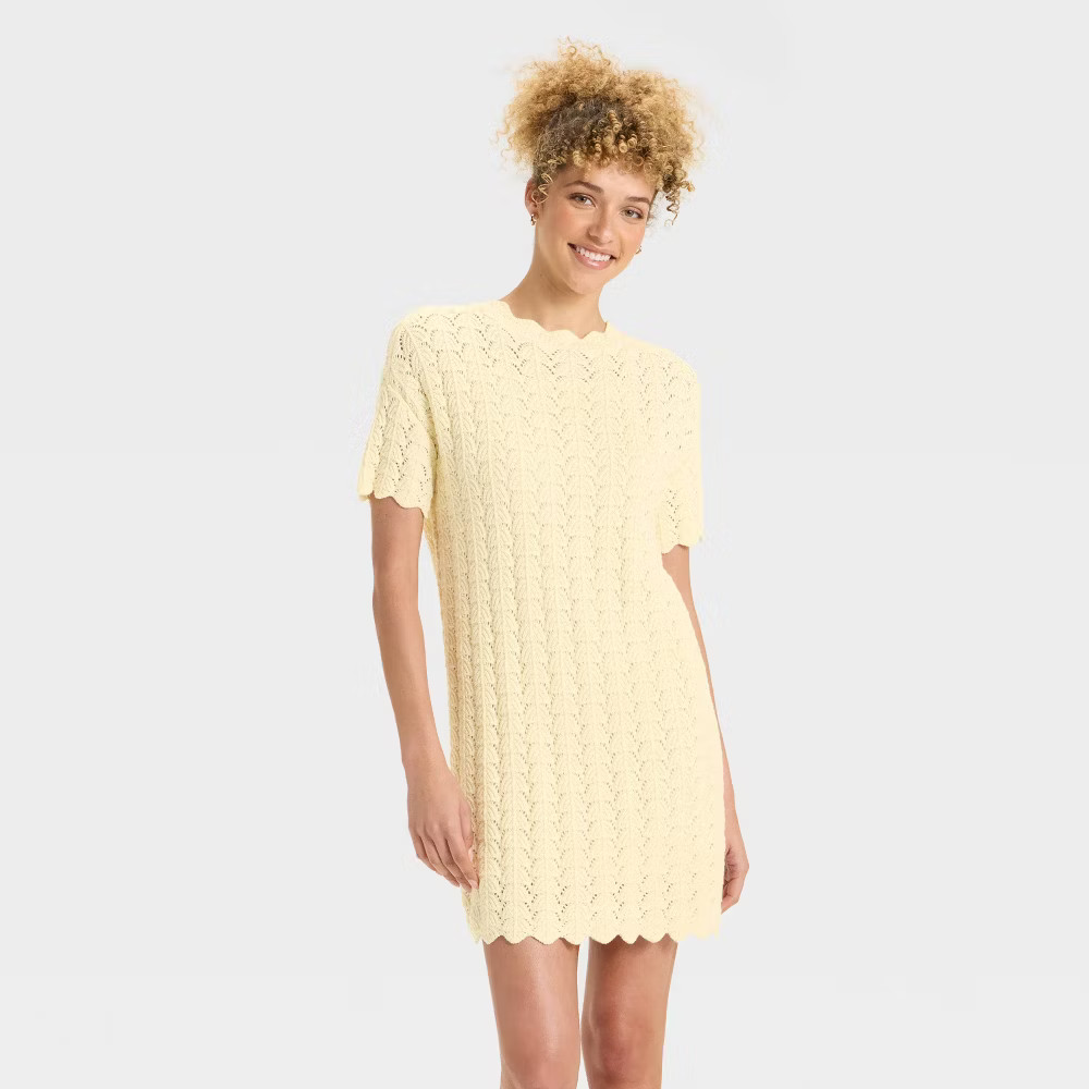 flare knitted dress self-portrait - White Pointelle Knit Flare Midi Dress
