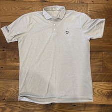 Holderness Bourne Polo Shirt Mens XL Tailored Fit Navy Striped Golf