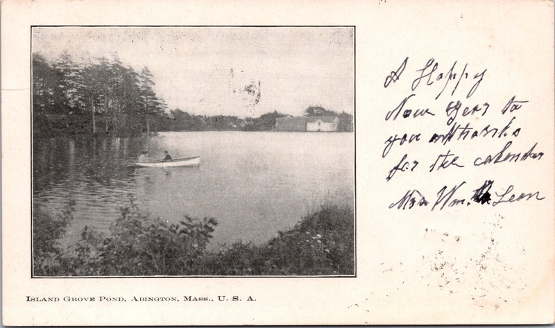 PC6697 MA Massachusetts Abington Island Grove Pond Plymouth County Postcard