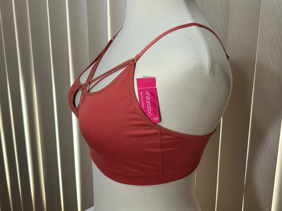 Sujetador delantero Juniors Xhilaration Bralette XL inalámbrico ojo de cerradura celosía Spiceberry Foto 3 de 4