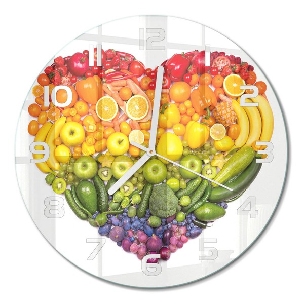 Stilvolle Runde Wanduhr Mit FließEnden Zeigern GemüSeherz WeißE Zeiger Fi30 Cm-image