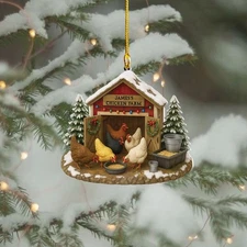 Personalized Chicken Coop Christmas Ornament, Chicken Farm Christmas Ornament