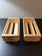 Lot Of 2 Napa Valley Cassette Audio Tape Holder Wood Crate Box - Hold 12 Each