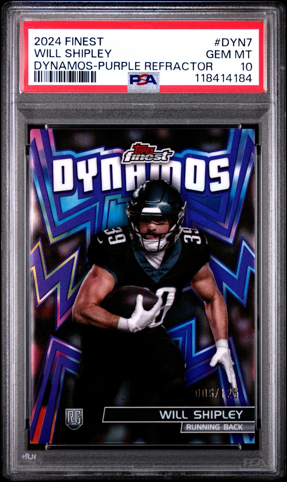 Will Shipley Topps Finest Dynamos #DYN7 Purple Refractor