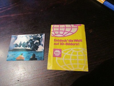 Shell 3-D Sammelbild - Vulkaninsel Surtsey - in seltener Tüte - Bild neuwertig