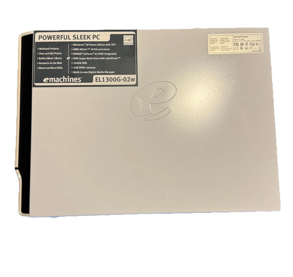 emachines EL1300G-02w Desktop Computer AMD Athlon 2650e 1GB 160GB HDD TESTED - Image 3 of 4