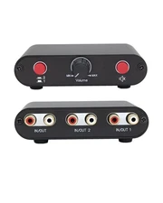 2-Way RCA Stereo Audio Switch Input Signal Source Switcher Selector Splitter ...
