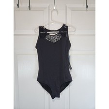 NEW Girls sz 10 12 Danz N Motion Black Dance Leotard by Danshuz