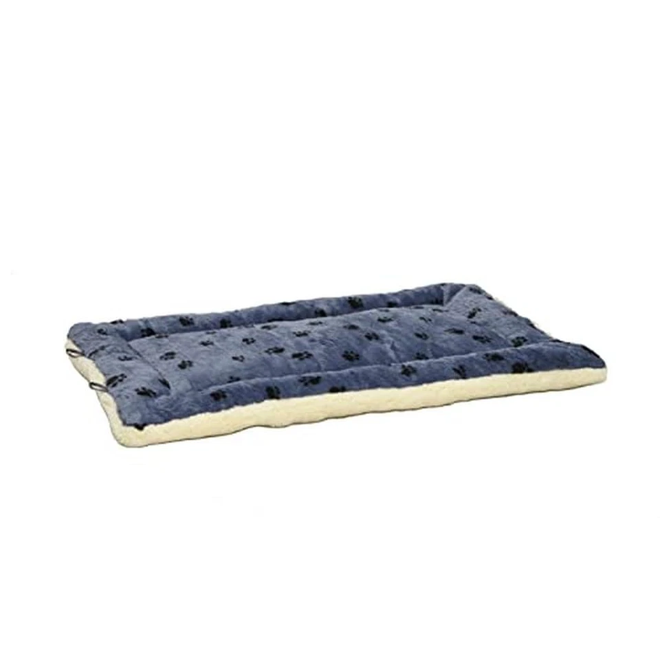 Cama para mascotas MidWest 48 pulgadas reversible con estampado de pata azul crema cómoda perro gato Foto 3 de 4