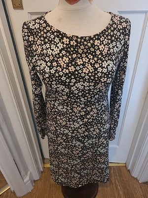 Damen Dorothy Perkins Umstandskleid Größe 6 schwarz Blumenmuster Langarm