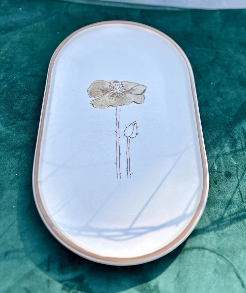 Винтажное продолговатое блюдо из мака 1970-х 14 дюймов Waechtersbach Германия мод цветок - Изображение 2 из 3