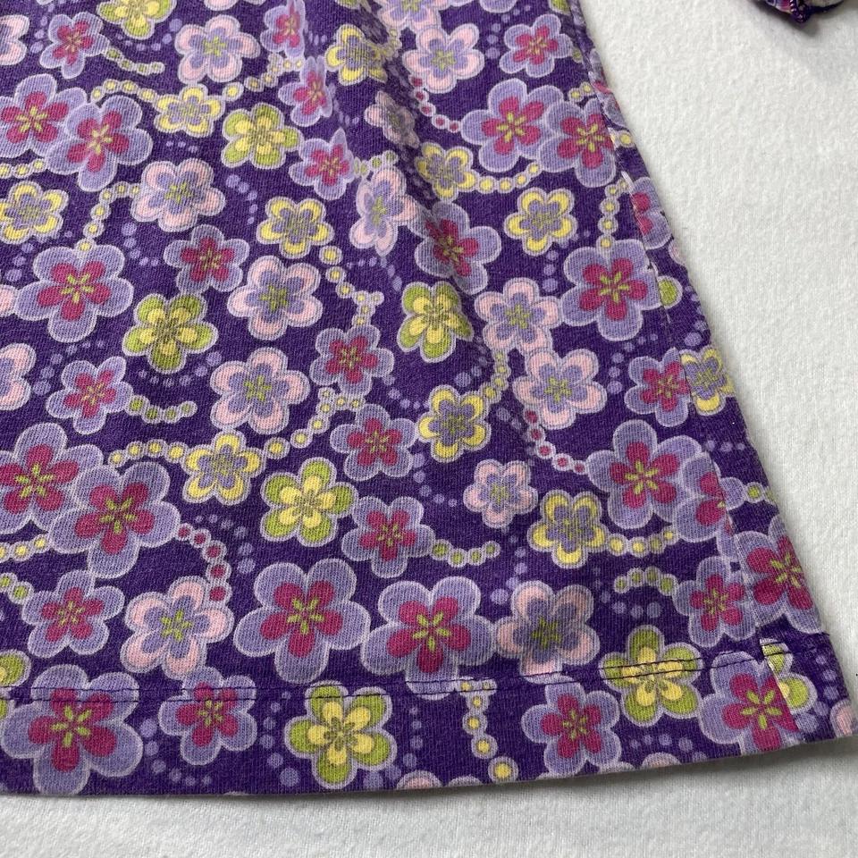 Vestido J Caqui JK Niñas Volantes Frontal Púrpura Flores Manga 3/4 Talla 5 Foto 3 de 4