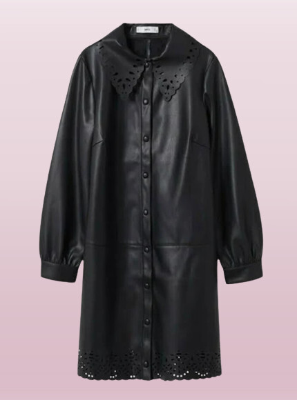 mango black dress long sleeve MANGO - Long Dress with draped Neck Black