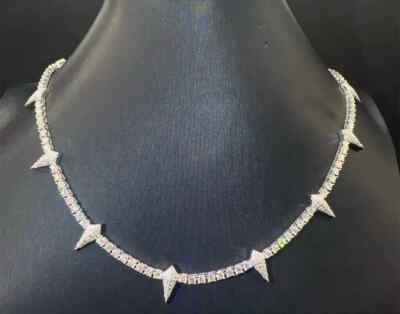 20 Ct Round Simulated Diamond Men's Unique Tennis Necklace 14k White Gold Plated