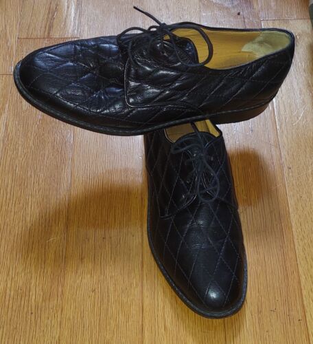 COLE HAAN FB315 WOMEN'S QUILTED BLACK LEATHER OXFORDS SIZE 8 B MADE IN ITALY - Picture 3 of 14