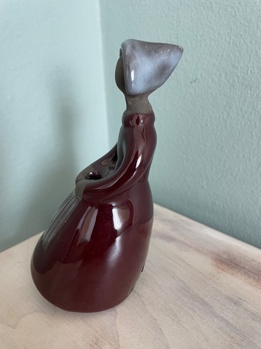 Swedish Ceramic Maiden Woman Figurine By Elsi Bourelius Flower Vase Holder MCM - 第 2/7 張圖片