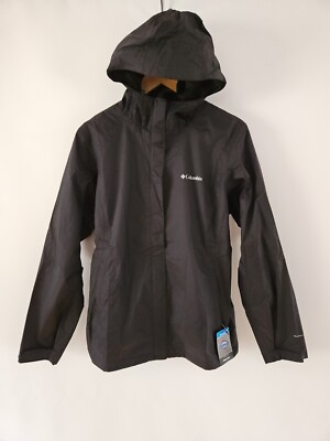 NWT Womens Columbia Arcadia ll Omni-Tech Waterproof Rain Wind Jacket L BLACK