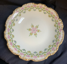 J P Limoges 9 1/2 Inch Bowl with Floral Garland Border