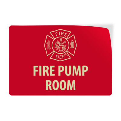 Horizontal Vinyl Stickers Fire Pump Room Hazard Sign Fire Sign Industrial