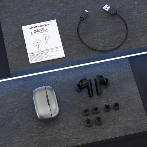 Monster N-Lite Clear Talk Wireless Earbuds Bluetooth 5.3 Headphones, IPX8 Waterp - Picture 7 of 7