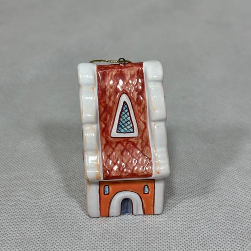 Ceramic Studio Pottery Gingerbread House Christmas Ornament Rare - Picture 10 of 12