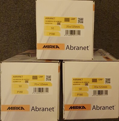 3er Set Kartons Mirka Abranet P180 Griffleiste 70 mm x 125 mm Schleifteller