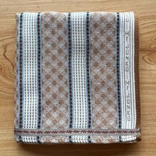 HANDKERCHIEF JAPAN MEN'S VINTAGE BROWN CROSS DOTTED LINE POCKET SQUARE 17" B0164