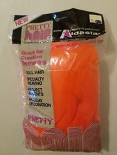 Vintage Aldastar Neon ORANGE Acrylic Fiber Craft Doll Pretty Hair 4 YDS 735