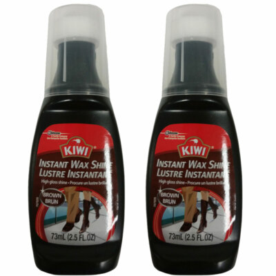 (2 Pack) NEW Kiwi Liquid Wax Instant No-Buff Shine, Brown 2.50 Ounces