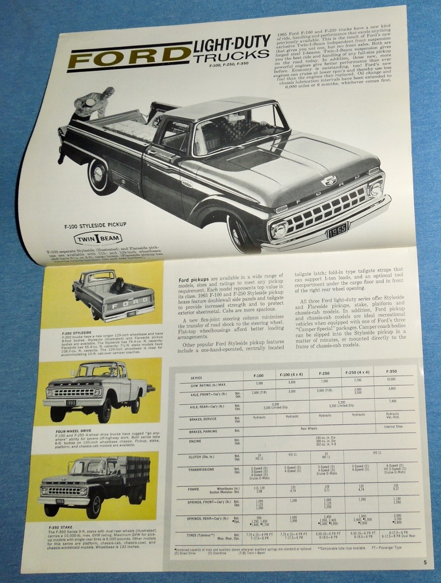 Antique 1960 & 1965 Ford Trucks Heavy & Full Line Catalog