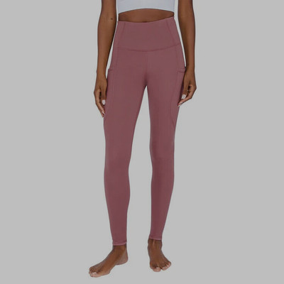 NWT Yogalicious Lux Hi Rise Polar Side Pocket Full Leggings Large Rose Brown